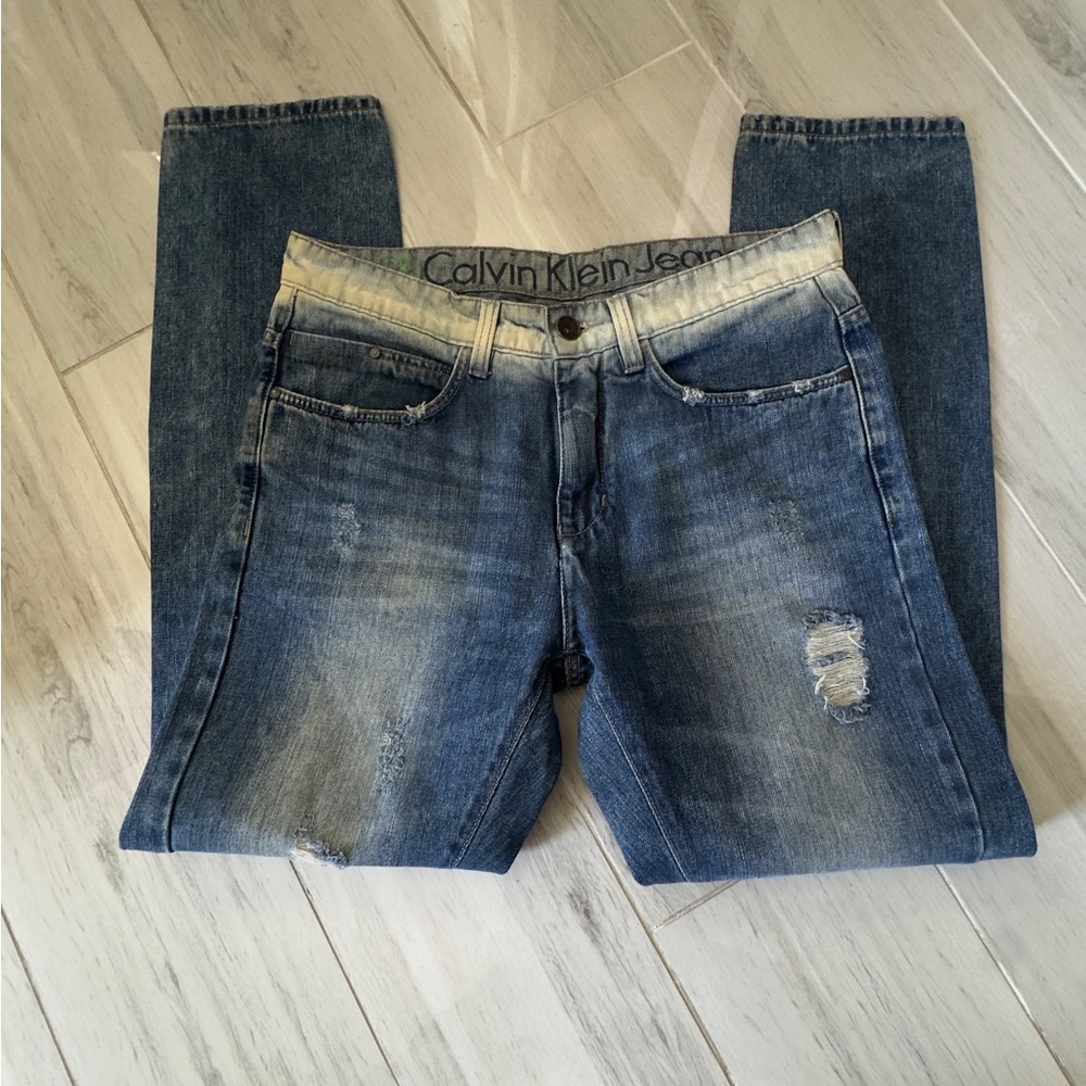 Calvin Klein Jeans Men’s Distressed Blue Denim Jeans